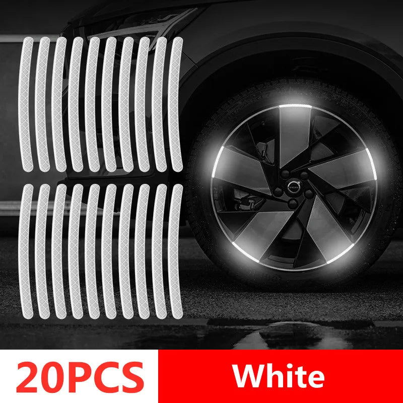 Reflective Safety Warning Stickers - Wheel Rim & Door Handle Tape
