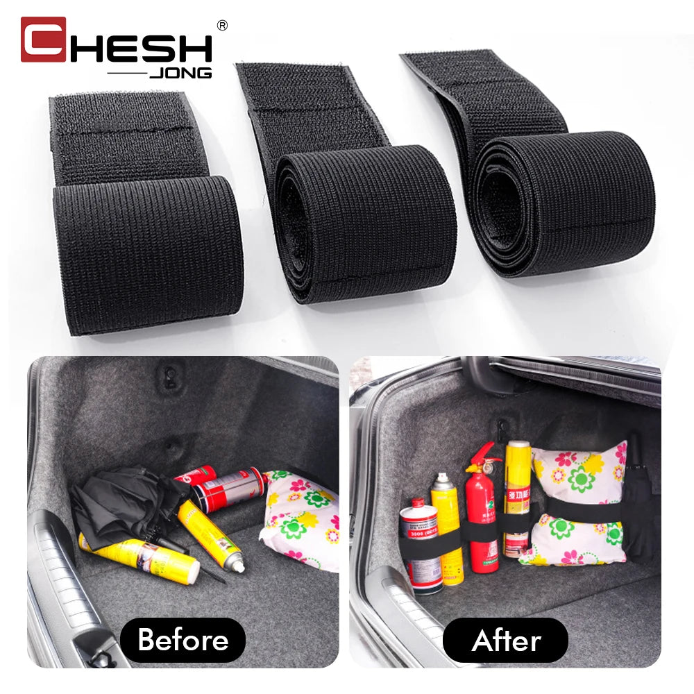 Trunk Organizer Strap - Adjustable Hook & Loop Cargo Securing Belt
