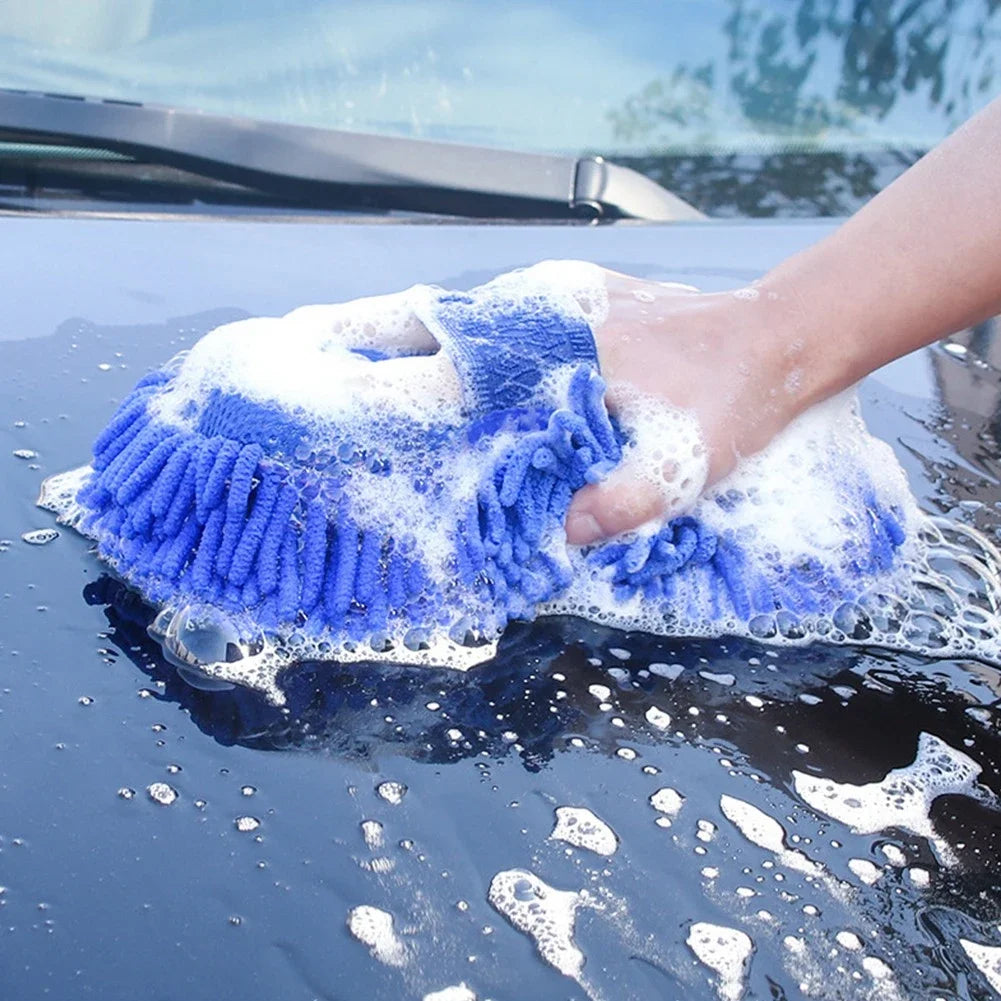 Microfiber Chenille Car Wash Mitt - Ultra-Soft Scratch-Free Cleaning Sponge