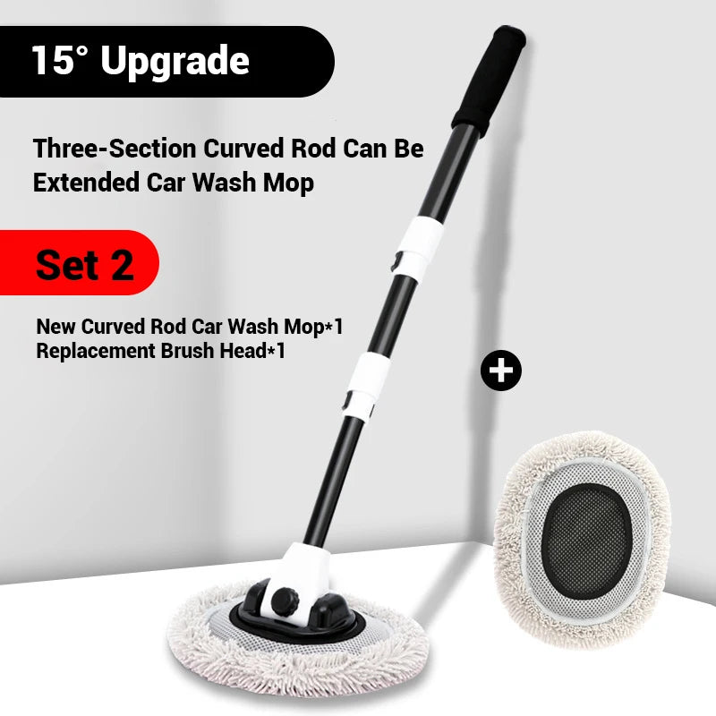Telescoping Car Wash Mop - Extendable Chenille Brush with 90° Rotating Head