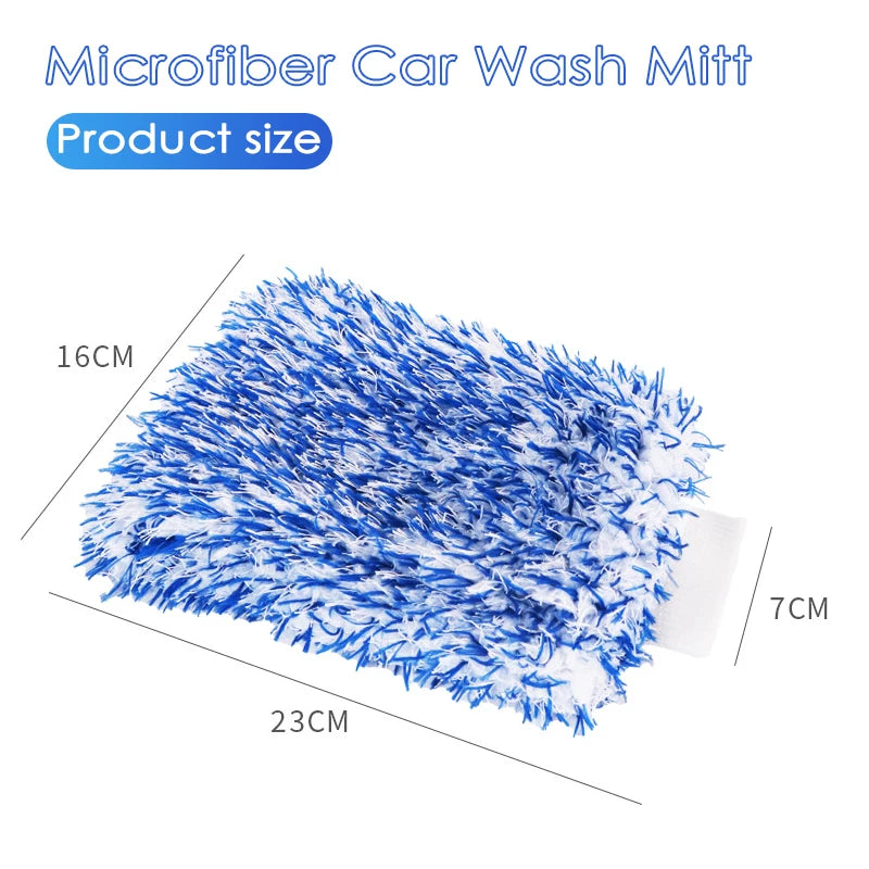 Premium Microfiber Car Wash Mitt - Ultra-Soft Plush Glove for Scratch-Free Cleaning