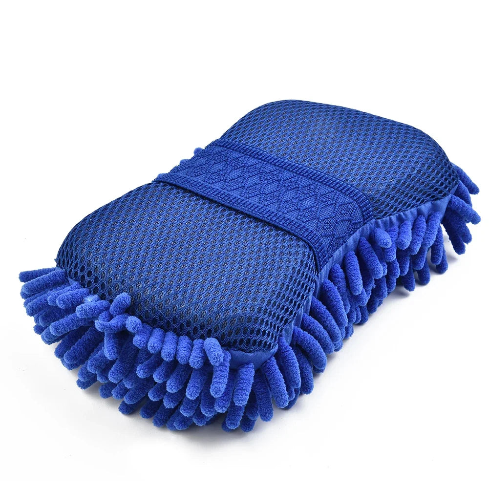 Microfiber Chenille Car Wash Mitt - Ultra-Soft Scratch-Free Cleaning Sponge