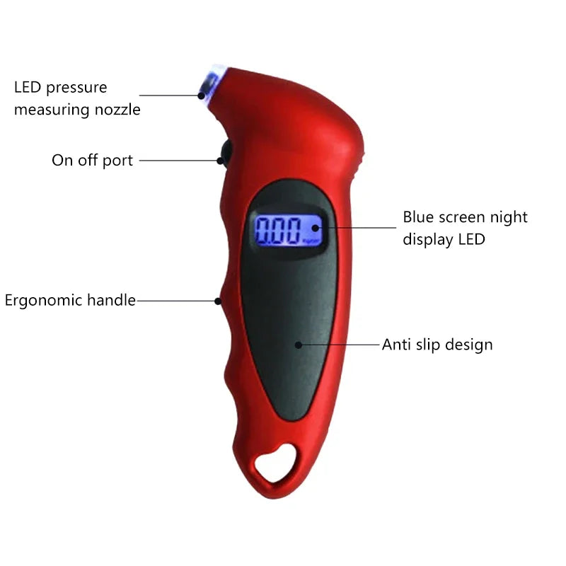 Digital Tire Pressure Gauge with Backlit LCD Display