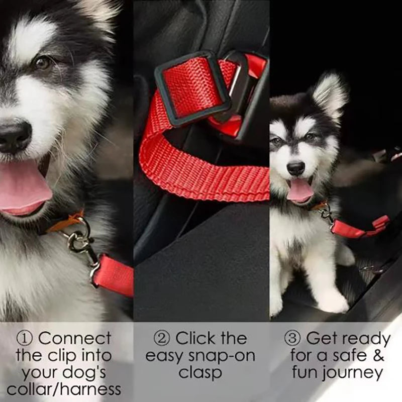 Pet Car Seat Belt - Adjustable Safety Harness for Dogs & Cats