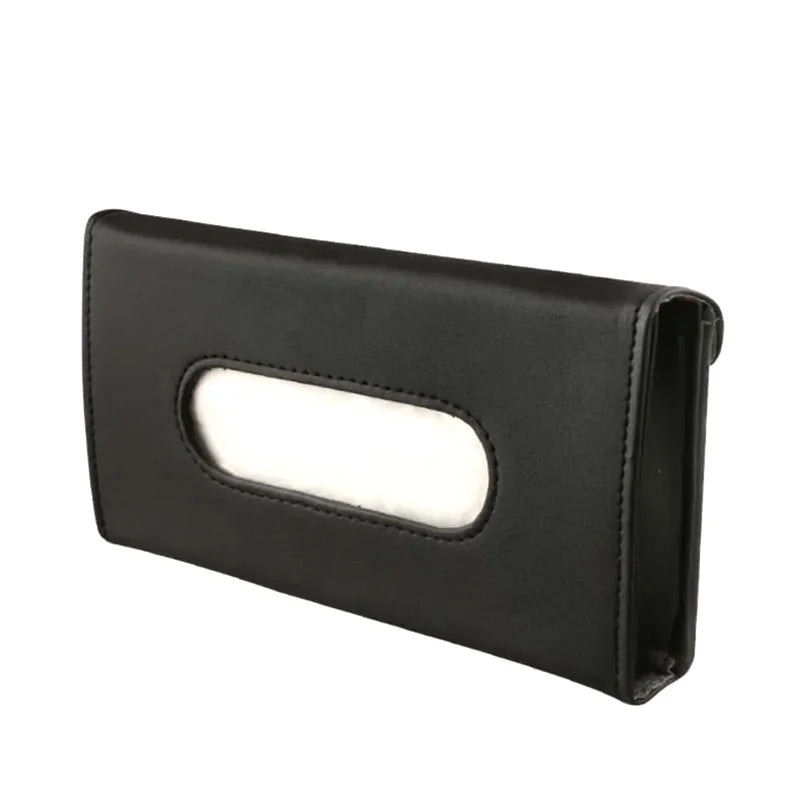 Car Sun Visor Tissue Holder - PU Leather Hanging Organizer