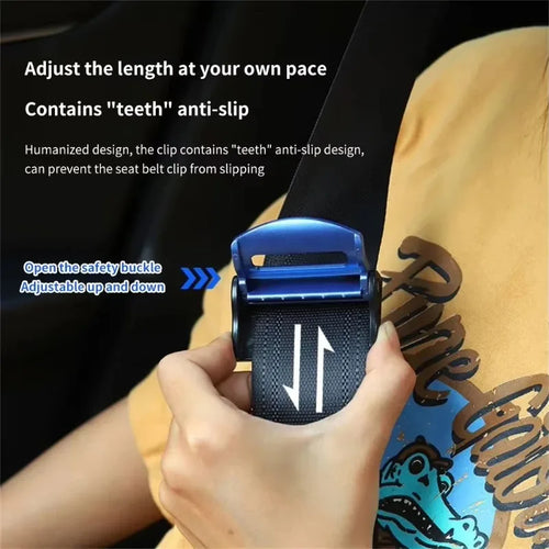 Adjustable Seat Belt Clips - Universal Fit Safety Belt Stopper (2-Pack)