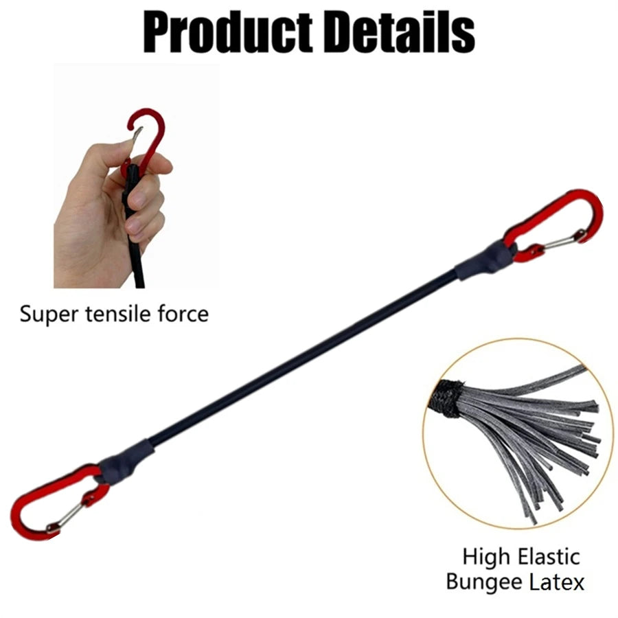 Heavy-Duty Bungee Cord with Aluminum Carabiners - 8mm Elastic Strap for Car, Bike & Cargo