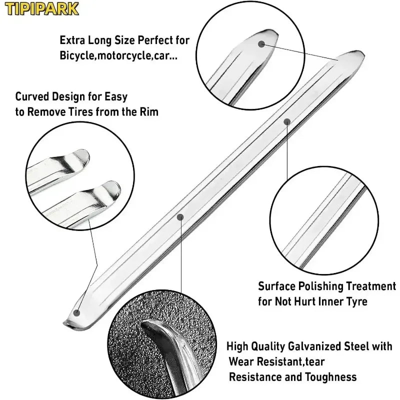 Tire Lever Tool Set - Heavy-Duty Steel Spoon Irons for Cars, Motorcycles & Bicycles