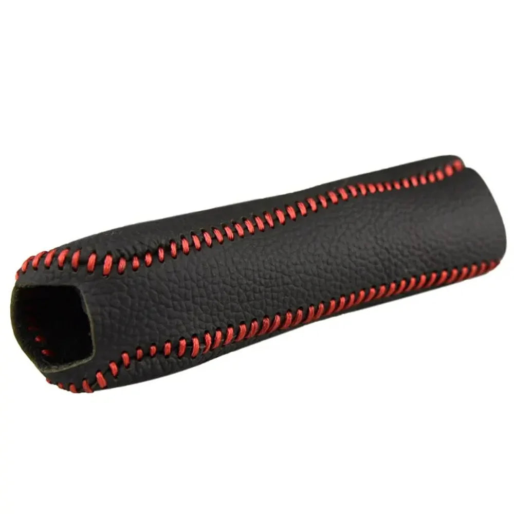 Genuine Leather Handbrake Cover - Premium Cowhide Grip Sleeve for Interior Upgrade