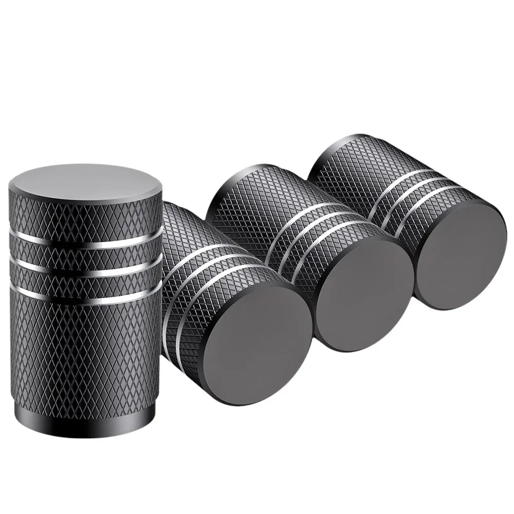 Aluminum Tire Valve Stem Caps - Knurled Grip Design (4-Pack)