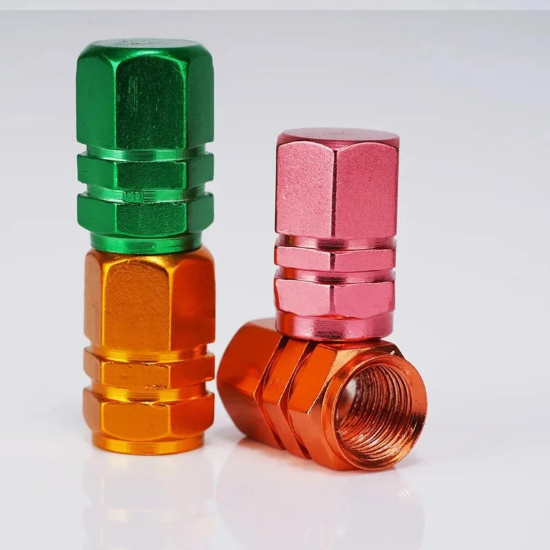 Aluminum Tire Valve Caps - Colorful Dustproof Stem Covers (4-Pack)