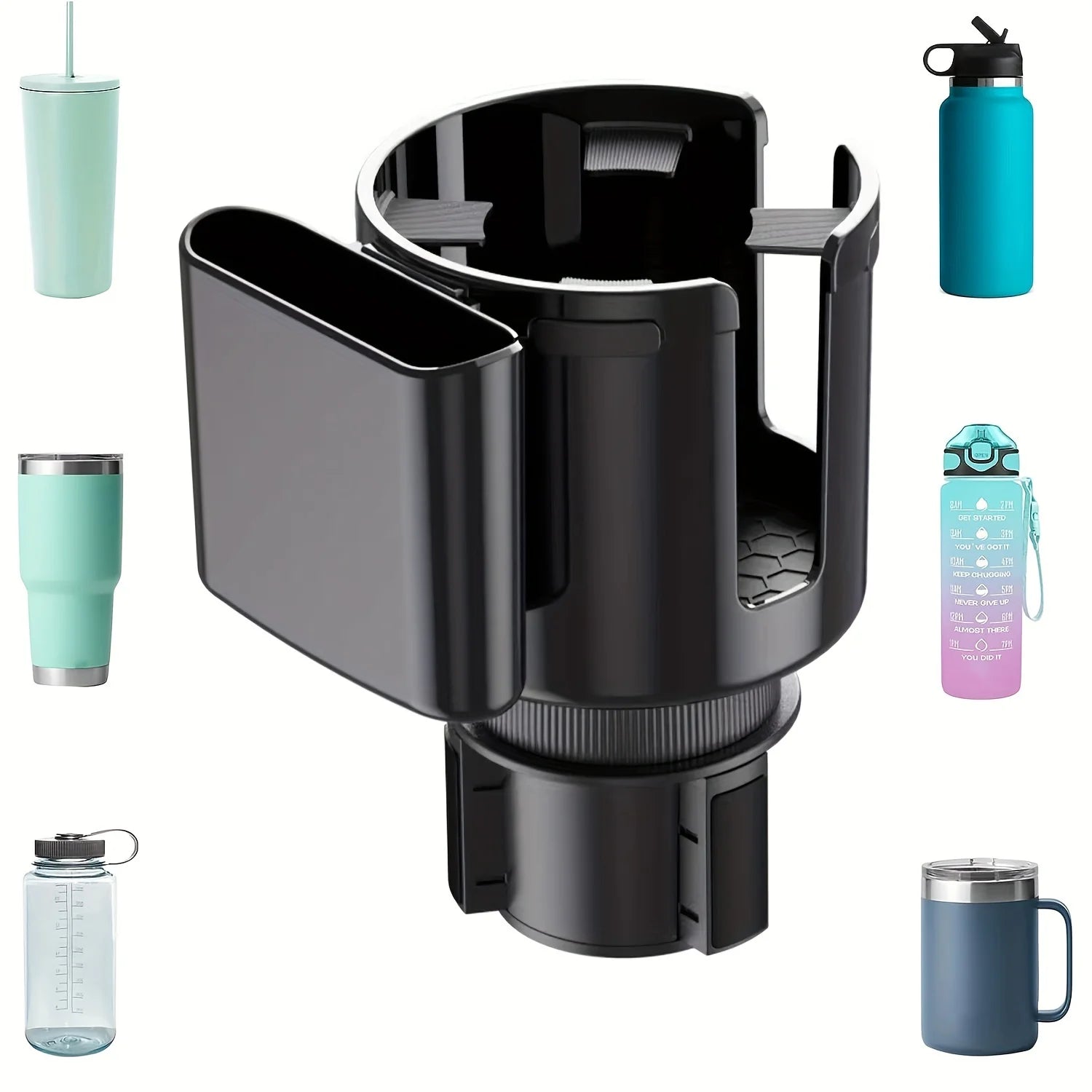 2-in-1 Cup Holder Expander - Adjustable Organizer with Phone Holder