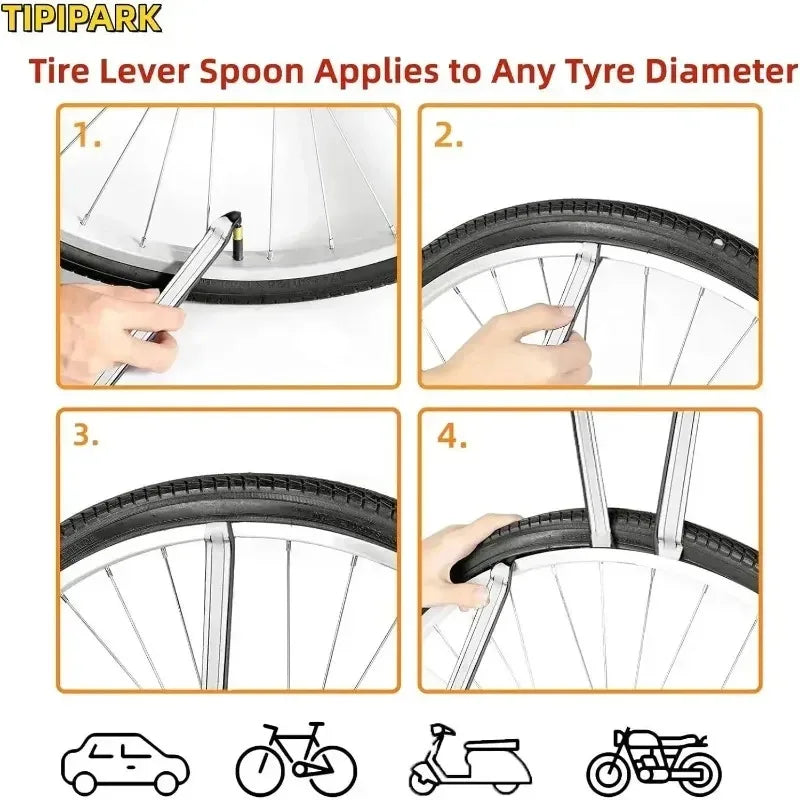 Tire Lever Tool Set - Heavy-Duty Steel Spoon Irons for Cars, Motorcycles & Bicycles