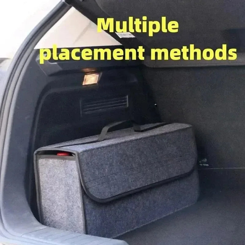 Felt Trunk Organizer - Collapsible Storage Box with Anti-Slip Base