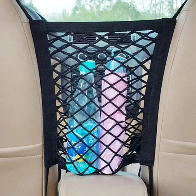 Car Seat Gap Storage Net Organizer - Stretchable Mesh Barrier & Pet Divider for Front Seats