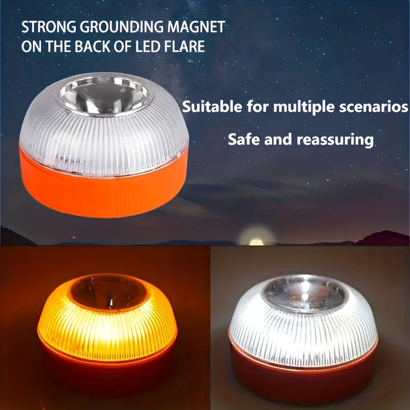 LED Emergency Strobe Warning Light - Magnetic Roadside Safety Beacon