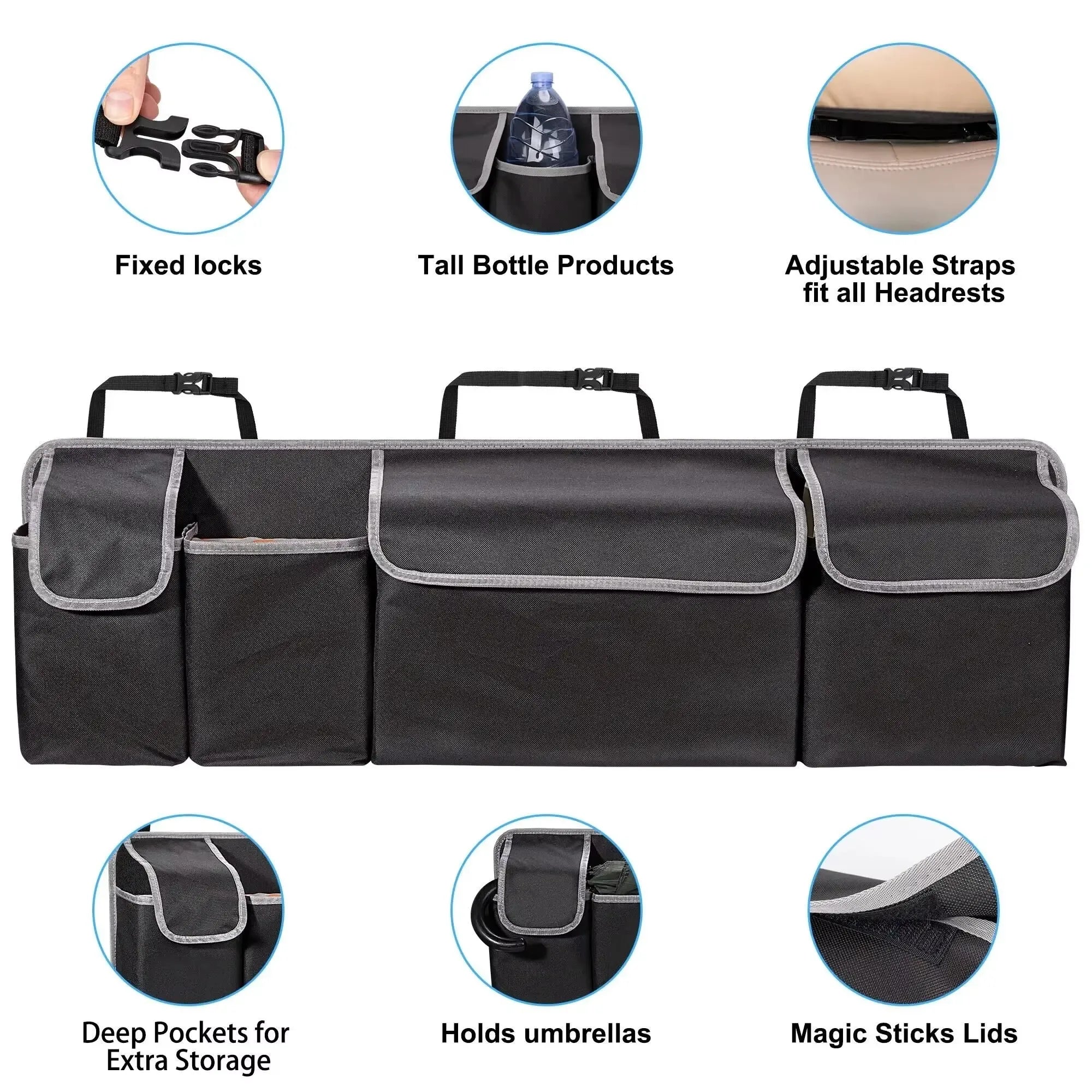 SUV Trunk Backseat Organizer - 4-Pocket Hanging Storage Bag for Cars, Trucks & MPVs
