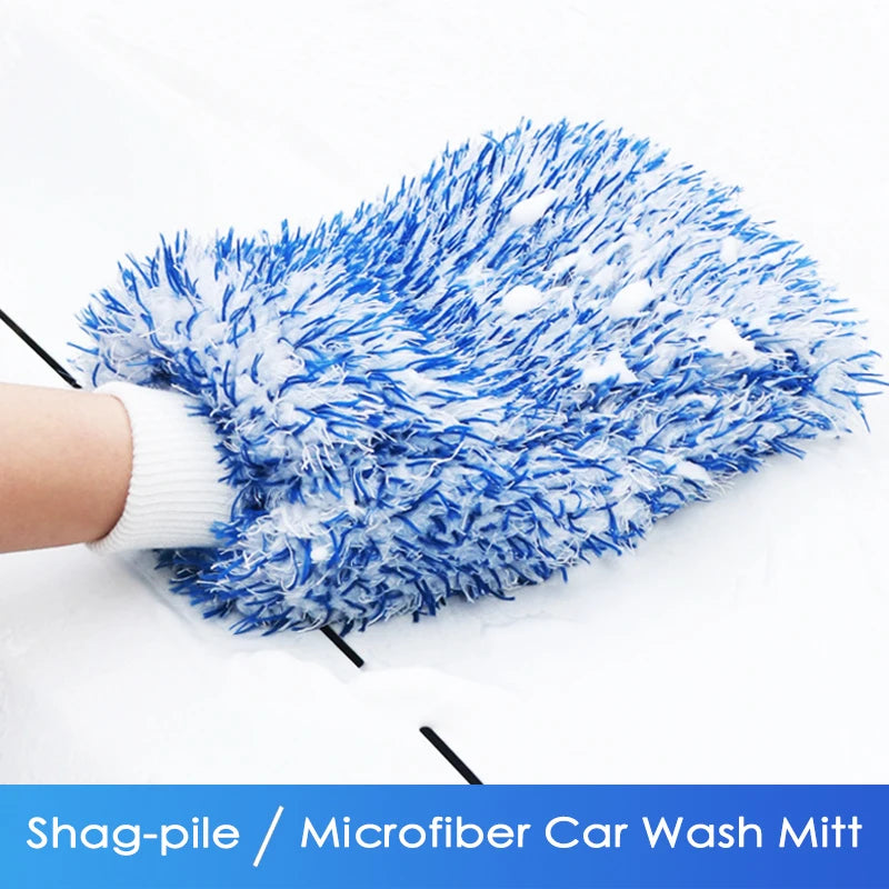 Premium Microfiber Car Wash Mitt - Ultra-Soft Plush Glove for Scratch-Free Cleaning