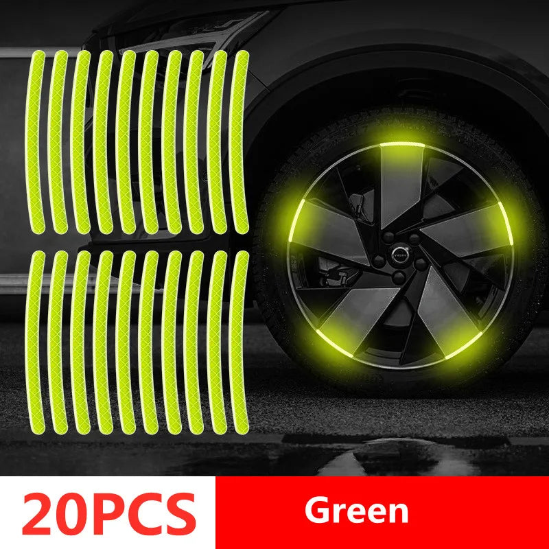 Reflective Safety Warning Stickers - Wheel Rim & Door Handle Tape