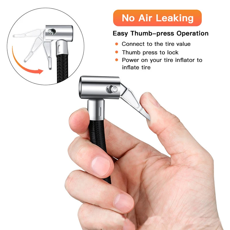 Tire Air Inflator Extension Hose - 10cm to 60cm Flexible Adapter for Cars & Motorcycles