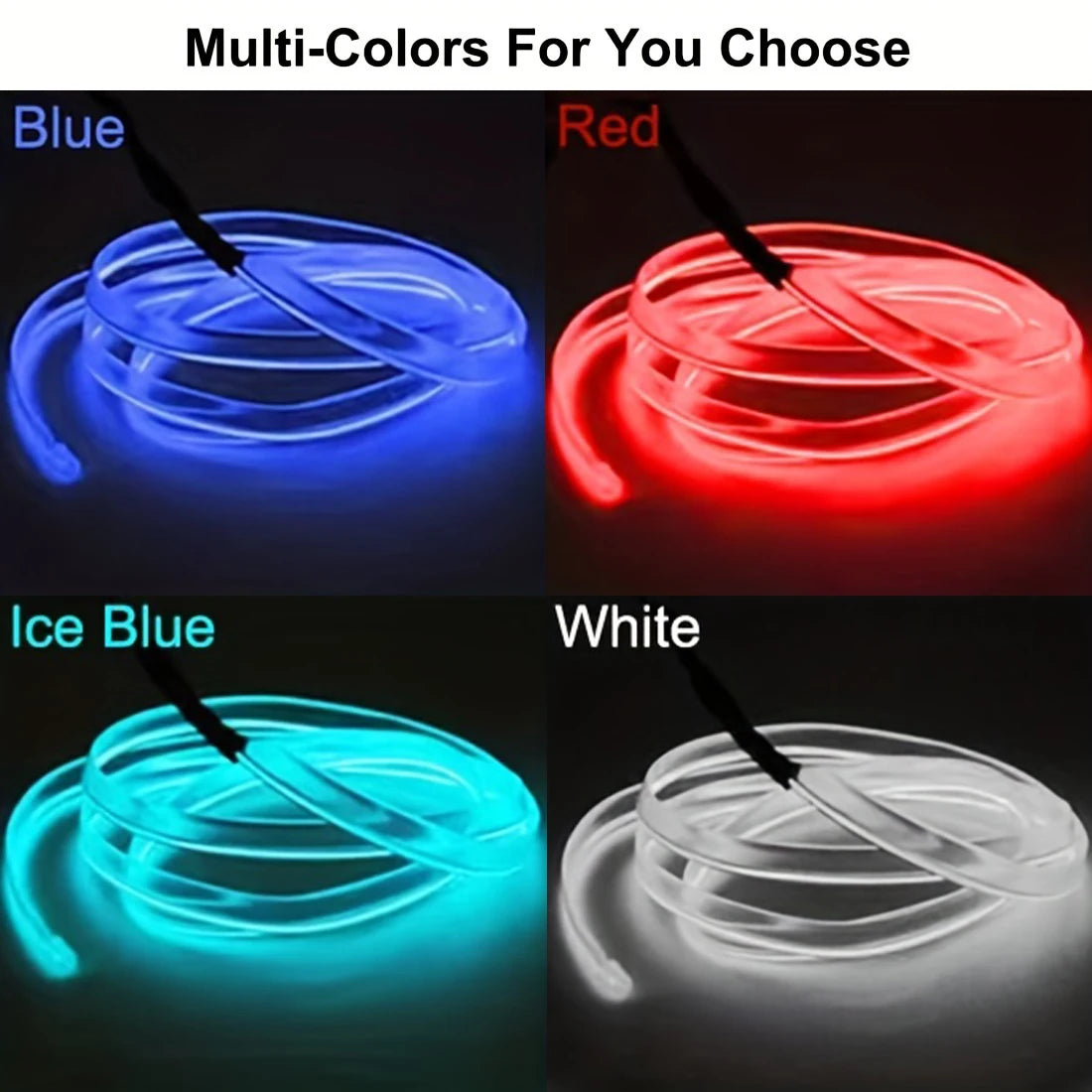 5m USB EL Wire Car Interior Ambient Light Strip – Flexible Neon Glow for Dashboard & Trim (DIY)