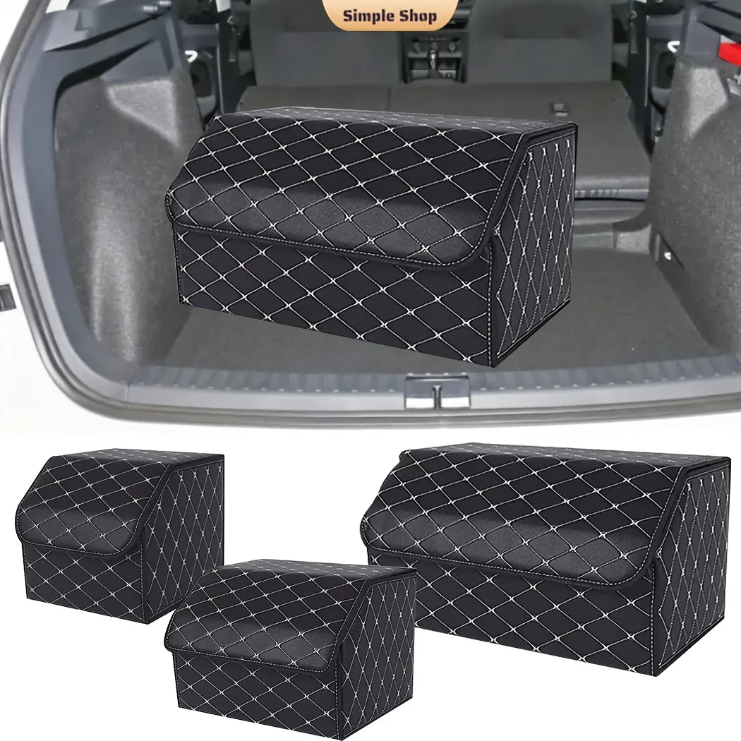 Collapsible Trunk Organizer - Premium PU Leather Storage Box