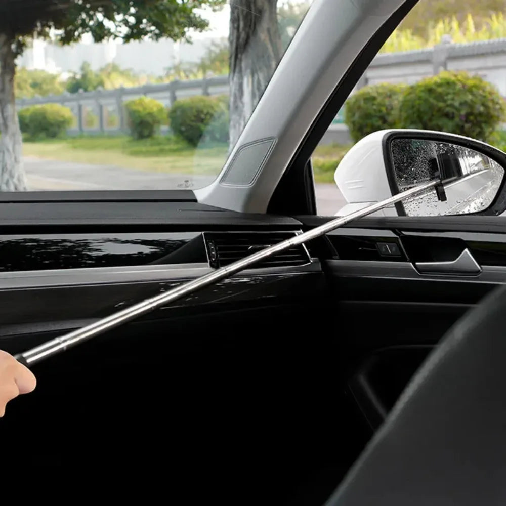 Telescopic Windshield Cleaning Tool - Extendable Mirror & Glass Wiper