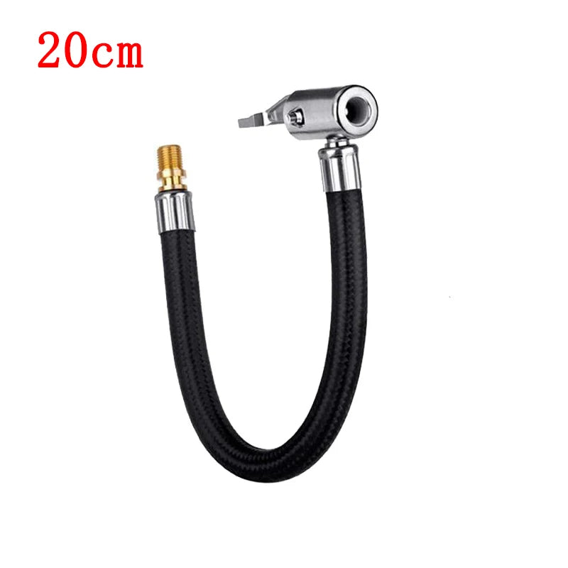 Tire Air Inflator Extension Hose - 10cm to 60cm Flexible Adapter for Cars & Motorcycles