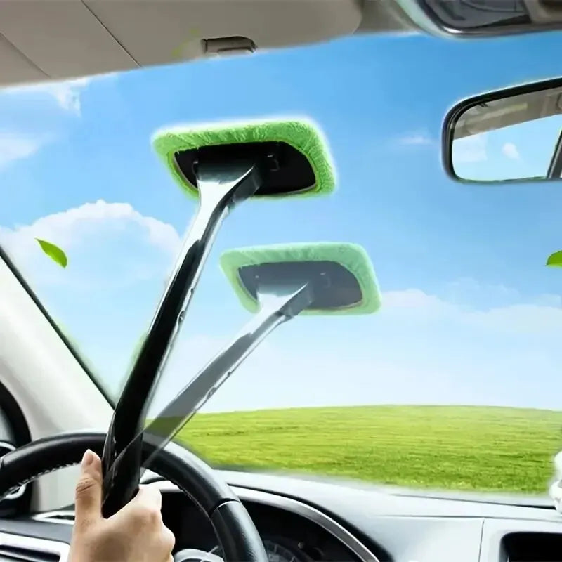 Windshield Interior Cleaning Tool - Long Handle Microfiber Wiper