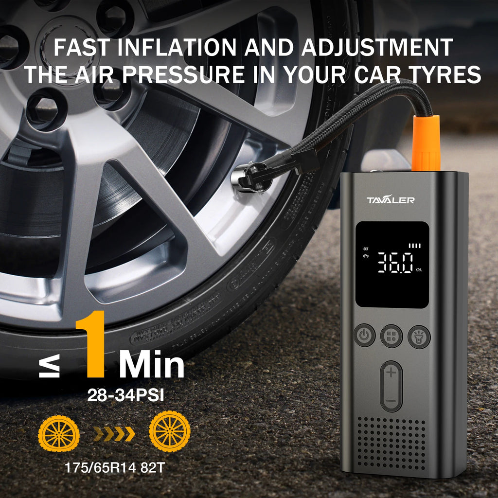 Portable Electric Tire Inflator - 150 PSI Rechargeable Air Pump for Cars, Bikes & Motorcycles
