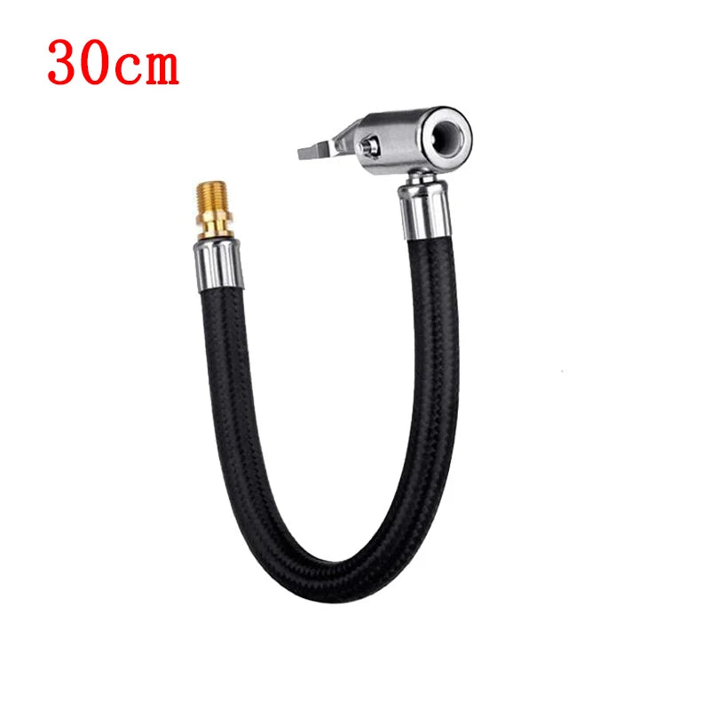 Tire Air Inflator Extension Hose - 10cm to 60cm Flexible Adapter for Cars & Motorcycles