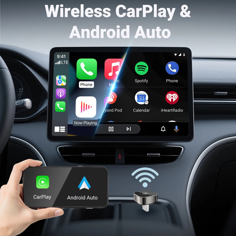 2-in-1 Wireless CarPlay & Android Auto Adapter – Plug & Play, 5GHz, Auto-Connect
