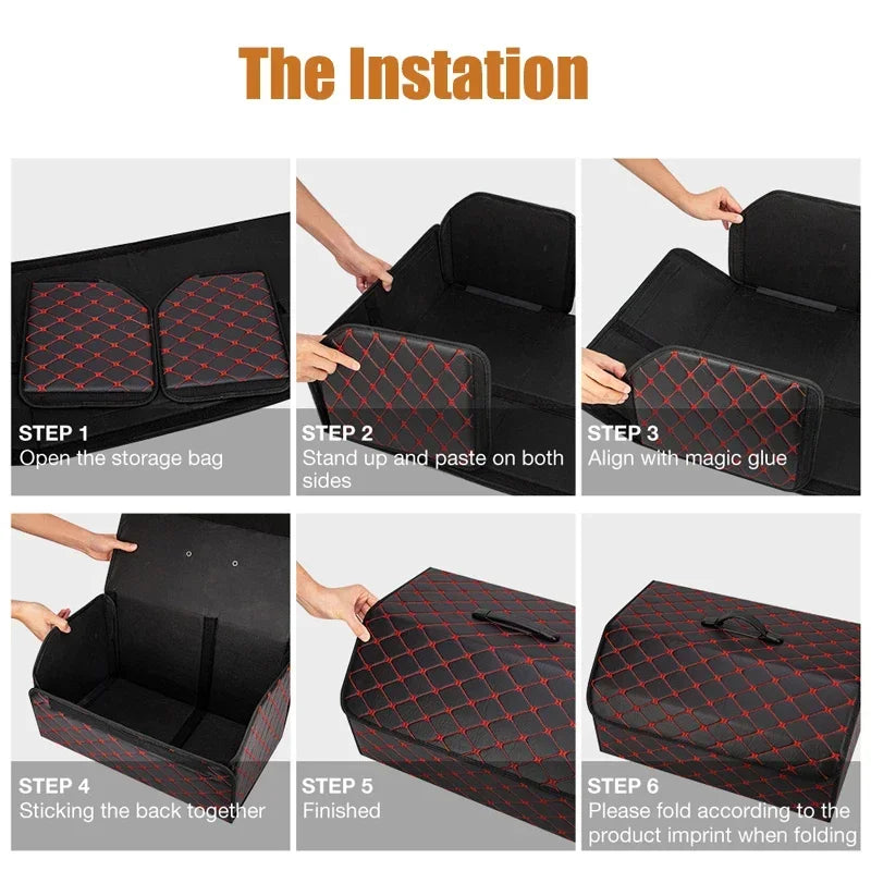 Collapsible Trunk Organizer - Premium PU Leather Storage Box