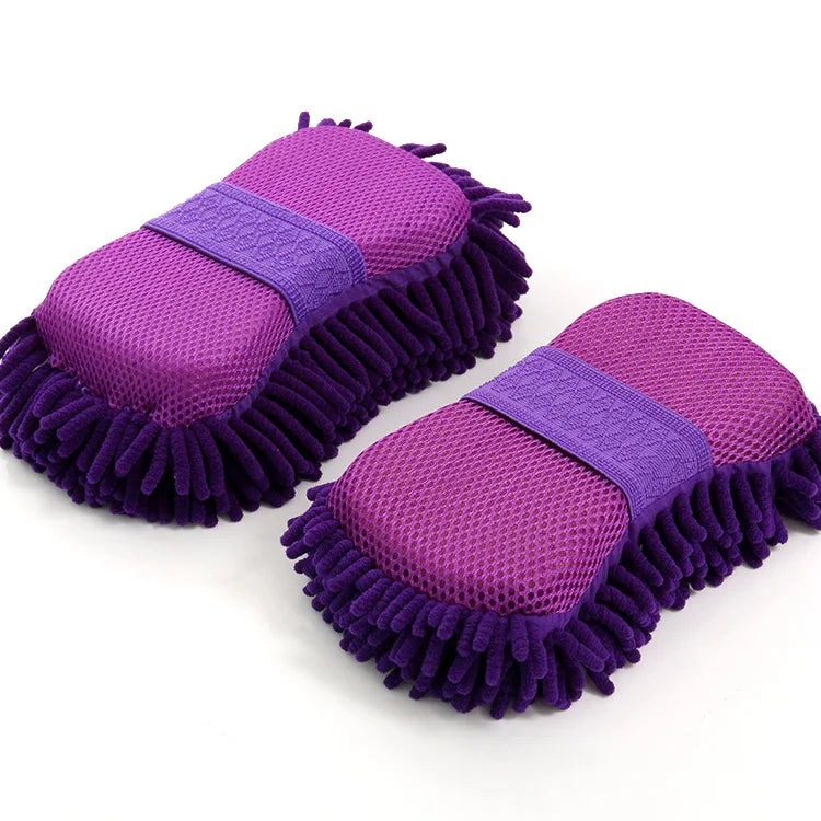 Coral Car Wash Mitts - Soft Microfiber Cleaning Gloves (2-Pack)