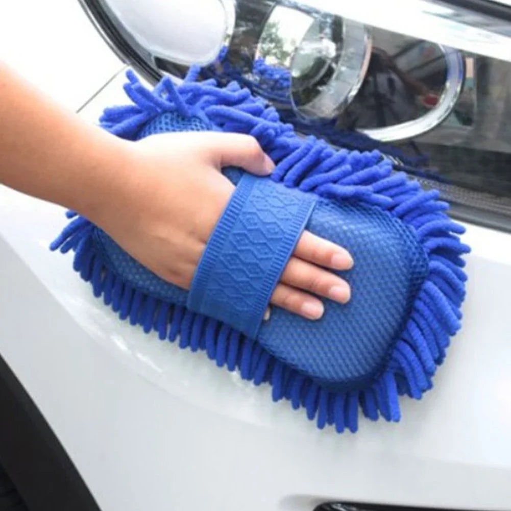 Microfiber Chenille Car Wash Mitt - Ultra-Soft Scratch-Free Cleaning Sponge