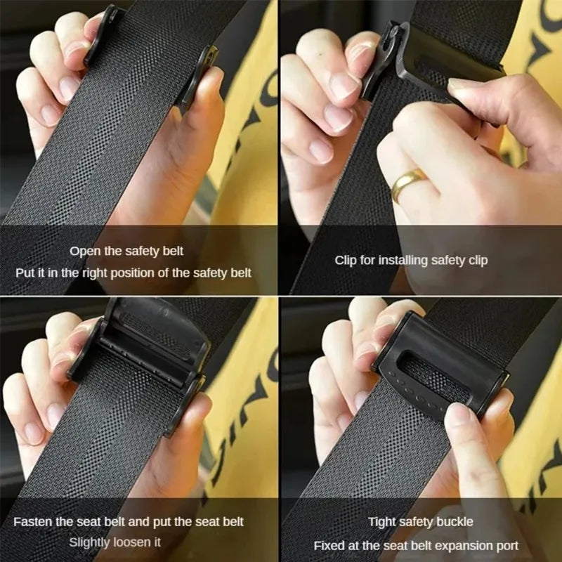 Adjustable Seat Belt Clips - Universal Fit Safety Belt Stopper (2-Pack)