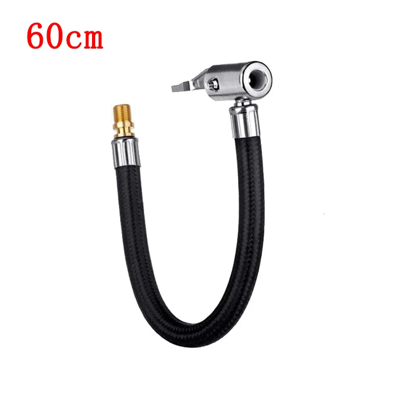 Tire Air Inflator Extension Hose - 10cm to 60cm Flexible Adapter for Cars & Motorcycles