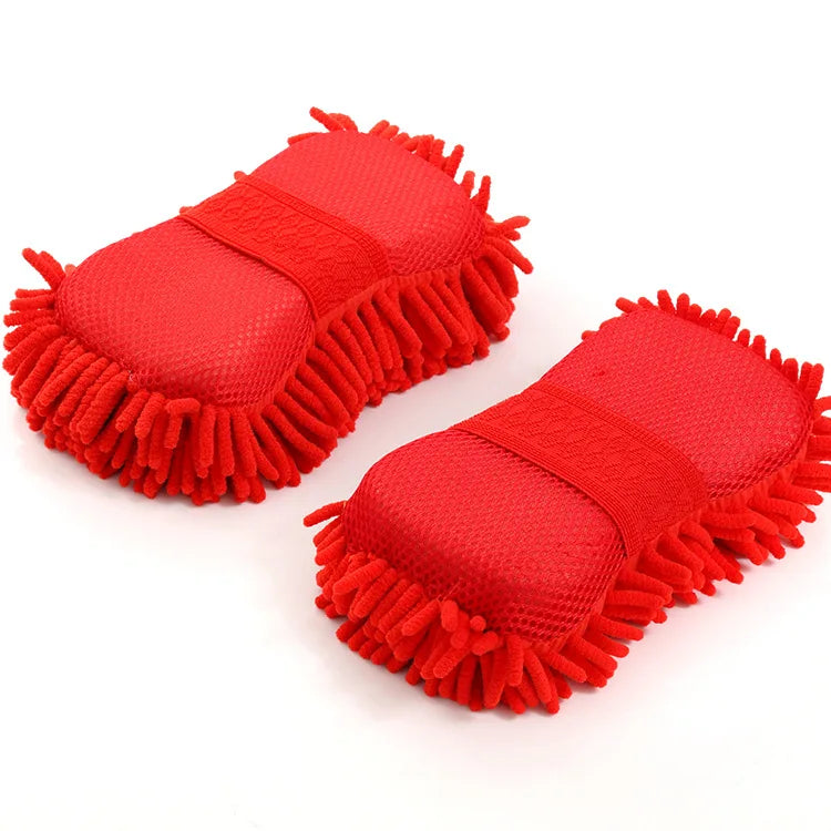 Coral Car Wash Mitts - Soft Microfiber Cleaning Gloves (2-Pack)