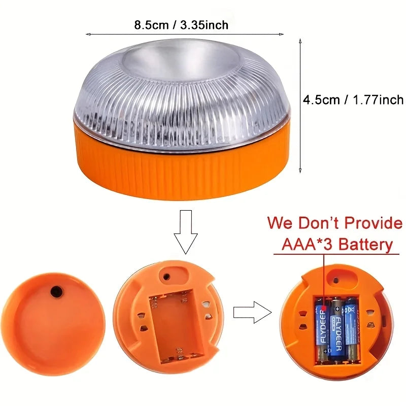 LED Emergency Strobe Warning Light - Magnetic Roadside Safety Beacon