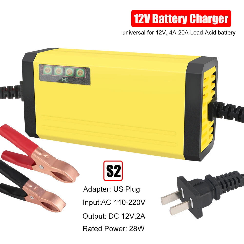 Smart Battery Charger 6V/12V 2A - Automatic Digital Display