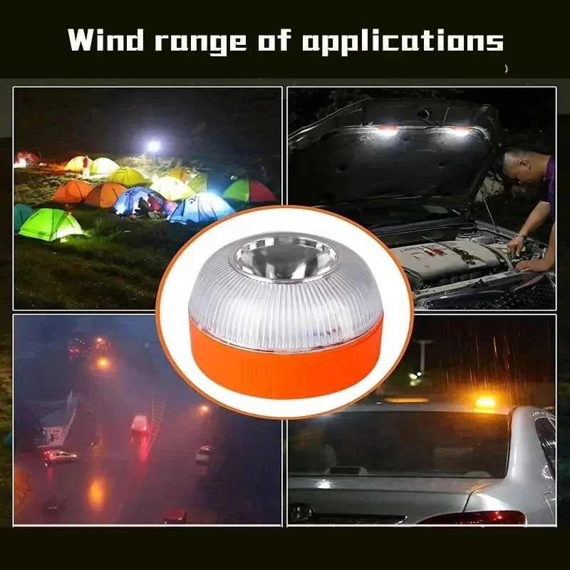 LED Emergency Strobe Warning Light - Magnetic Roadside Safety Beacon