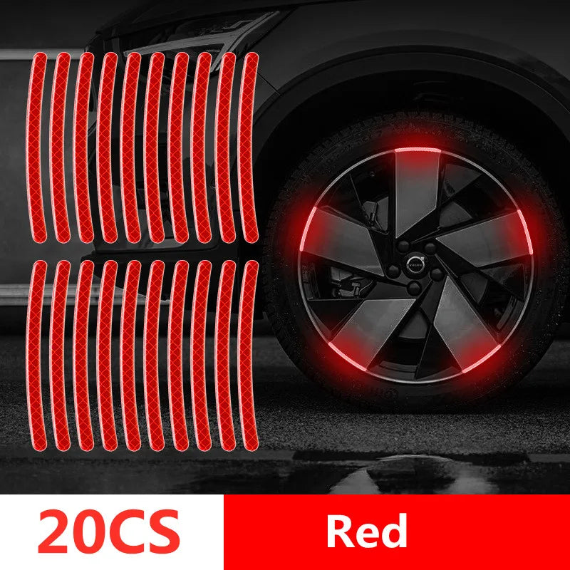 Reflective Safety Warning Stickers - Wheel Rim & Door Handle Tape