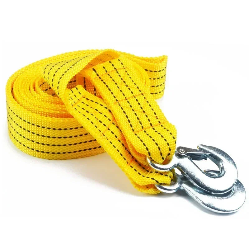 Heavy-Duty Tow Strap with Hooks - 3-5 Ton Capacity Emergency Recovery Rope