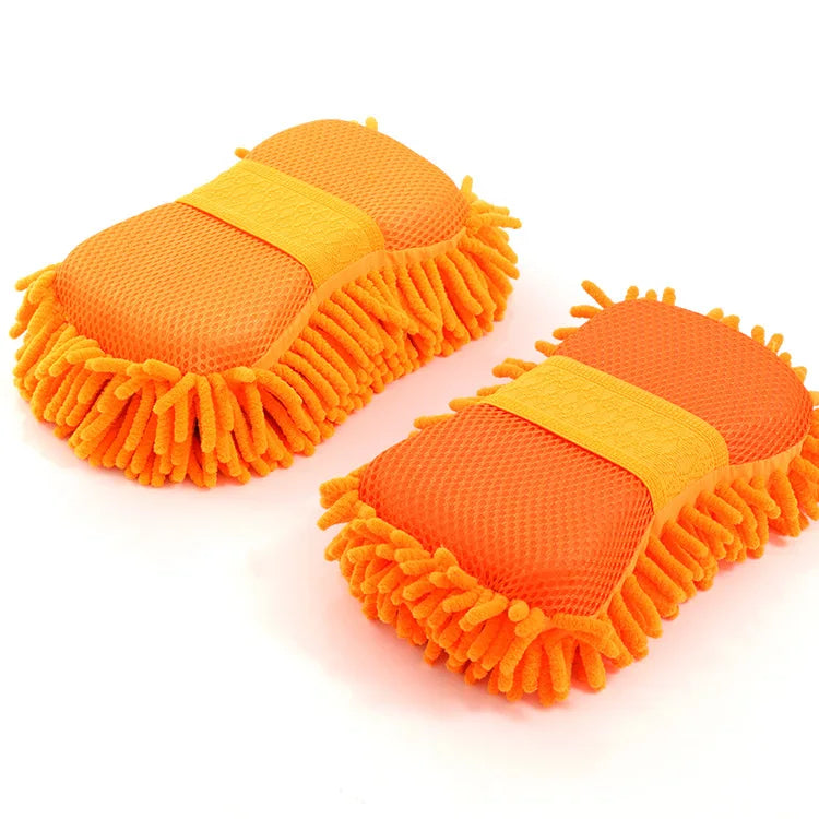 Coral Car Wash Mitts - Soft Microfiber Cleaning Gloves (2-Pack)